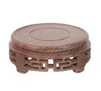 TOPBATHY Round Wooden Tray for Teapot, Flower Pot Display Stand, Chinese Style Wood Base for Teaware, Vases, Adornments, Brown, 4.13 X 4.13 X 1.57 Inches