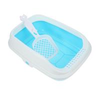 TOPBATHY Semi-enclosed Cat Litter Box for Kitten and Cat with Spill Prevention Design, Large Opening, Plastic Material, and Included Litter Spoon for Living Room Or Toilet Use