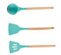 TOPBATHY Silicone Cooking Utensils Kitchen Ware with Braising Spoon and Spatula Green Easy to Clean Cooking Tools for Home Kitchen Use