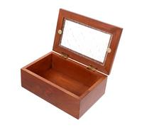 TOPBATHY Small Vintage Glass Window Trinket Storage Box Retro Jewelry Organizer Wooden Decorative Box for Home and Desktop Pine Wood