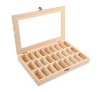 TOPBATHY Solid Wood Gemstone Display Case with Transparent Lid Organizer for Geological Specimens Mineral Display Box for Educational and Collectibles Use