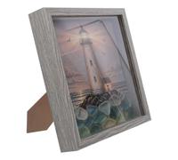 TOPBATHY Stained Glass Lighthouse Lamp 8.5 Inch Shadow Box with Soft Glow Wall Decor Effect , Wooden Nautical Coastal Frame Vintage Rustic Sea Lighted for Tabletop Decor and Shelf Accent