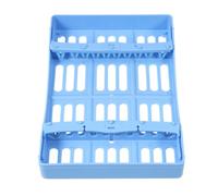 TOPBATHY Sterilization Tray with Plastic Rack for Tools Storage High Temperature Resistant Box Blue for Clinic and Home Instrument Care