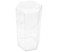 TOPBATHY Transparent Acrylic Makeup Brush Organizer Bucket with Dustproof Flip Cover Hexagonal Cosmetic Display Box for Brushes Stationery Jewelry Storage Compact Space-saving Design