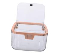TOPBATHY Transparent Mini Desk Trash Can with Lid Small Plastic Desktop Bin with Press to Open Grid Design for Office Vanity Table Kitchen and Home Organization