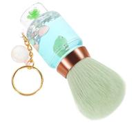 TOPBATHY Travel Size Blush Brush Keychain, Powder Foundation Makeup Brush, Portable Beauty Tool in Light Aqua Green for On-the-Go Application