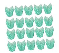 TOPBATHY Tulip Cake Baking Cups Oil-Proof Muffin Liners High Temperature Resistant Green Polka Dot Tulip Cupcake Wrappers 100pcs for Home Baking and Party Use