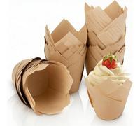 TOPBATHY Tulip Cupcake Liners Baking Cups 2.76 Inch Decorative Paper Muffin Cases for Weddings Birthday Parties and Dessert Display 50 Pcs