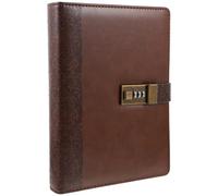 TOPBATHY Vintage A5 Notebook with Lock, Retro Pu Leather Hardcover Journal Diary, Plain Writing Notepad for Students and Travel, Coffee Color Decorative Organizer