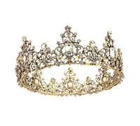 TOPBATHY Vintage Baroque round Crown Headdress for Women Bride Crown Tiara Rhinestones for Wedding Tiaras and Princess Party Decorations