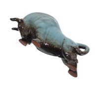 TOPBATHY Vintage Ceramic Bull Figurine Feng Shui Sculpture Ox Statue for Office and Tea Decor Symbolizing Wealth and Success Inspirational Cow Ornament