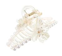 TOPBATHY Vintage Flower Hair Claw Clip with Shell-inspired Crystal Design, Retro Decorative Jaw Clip for Women, Elegant Floral Hair Grip Suitable for Everyday and Special Occasions