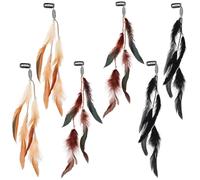 TOPBATHY Vintage Plume Hair Clips 6pcs Bohemian Tassel Hair Extensions 8-15cm for Festival and Party Headdress