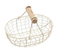TOPBATHY Vintage Wire Basket Cream Metal Storage Basket for Fruits Vegetables and Bread Ideal Decorative Kitchen Organizer 18 X 12 X 6.5 Cm