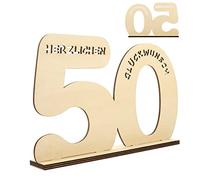 TOPBATHY Wear Resistant Anniversary Wooden Number Sign Rustic Tabletop Birthday Party Decoration Natural Wood Craft with Rounded Corners for Wedding Home Display Celebration