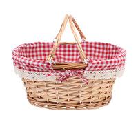 TOPBATHY Wicker Picnic Basket with Handle Lightweight Storage Solution for Fruits and Snacks Stylish Home Organizer 37X27X17 cm Red Synthetic Material