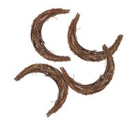 TOPBATHY Wreaths DIY Rattan Rings with Iron Frame Moon Shape Natural Rattan 4pcs Decorative Versatility and Elastic Design Elegant Handmade for Front Door and Home Decor