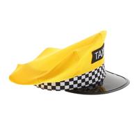 TOPBATHY Yellow Taxi Cab Driver Hat for Adults with Wide Brim | Structured Secure Fit, Polyester Build, Metal Badge Detail, Comfortable Breathable Shape for Theatre Events