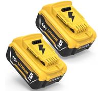 TOPBATT 2 Packs 5000mAh Compatible for Dewalt battery 18V Compatible for Dewalt battery DCB184 DCB180 DCB181 DCB182 DCB200 DCB201 DCB204 with LED Indicator