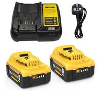 TOPBATT 2pcs 5000mAh Compatible for Dewalt battery 18V + 1pcs 10.8~20V 3A DCB107 for Dewalt battery charger with LED indicator