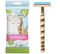 Topbeauty Paris Womens Disposable Eco Razors - 4 count - 3 Blades - Wheat Straw Handle - Close Shave - Multipurpose Shaving Facial Body Bikini Hair Removing - Extended Warranty