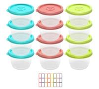 TOPBELIEF 12PCS Small Food Containers with Lids, 160ML Plastic Snack Pots, Small Food Containers with Lids, Reusable Storage Pots for Lunch, Yoghurt, Sauce, Snacks, Microwave Freezer Safe