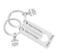 TopBine 2026New Home Keyring Set First Home Keyrings, Sweet Home Key Chain New Homeowners Gift for Couple Family News Homes Owners