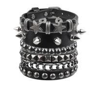 TopBine 4 Pcs Punk Rocks Studded Bracelets Set, Spike Studded Rivet Punks Rock Bracelet Rock Style Hip-hop Studded Bracelet for Biker Hip Hop Punk Accessories