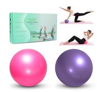 TopBine 9 Inch Exercise Pilates Ball -(2 Pcs) Stability Ball for Yoga, Barre, Training and Physical Therapy- Improves Balance, Core Strength, Back Pain & Posture- Comes with Inflatable Straw