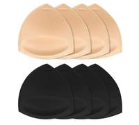 TopBine Bra Pads Inserts Women's Sports Cups Removable Bra Replacement Insert for Bikini Swimsuit, Triangle Massage M(2 Beige +2 Black), A / B