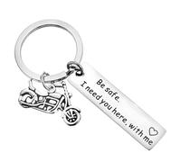 TopBine Drive Safe Keychain, Motorcycle Biker Key Chain I Need You Here with Me Birthday Valentine’s Day Gifts for Boyfriend Husband Dad
