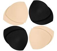 TopBine Removable Bra Pads Inserts Women's Comfy Sports Cups Bra Insert for BIkini Top Swimsuit (2 Beige M + 2 Black M, M)