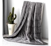 Topblan Weighted Blanket for Adult, Flannel Sherpa Fleece Weighted Blanket Throw for Stress Relief and Better Sleep, Dual Sided Fuzzy Heavy Hug Blanket, 120 x 180cm, Grey, 6.8kg