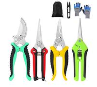 5 pack Garden Pruning Shears Stainless Steel Blades, Handheld Scissors Set with Gardening Gloves,Heavy Duty Garden Bypass Pruning Shears,Tree Trimmers Secateurs, Hand Pruner