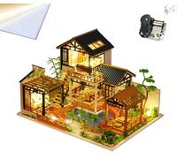 TOPBSFARNY 3D Wooden Assembled Dollhouse Kit DIY Miniature Old Fashioned Rustic Style Ouse with Dust Cover and Music Movement Building Kit Tiny House Wooden Puzzle Presents