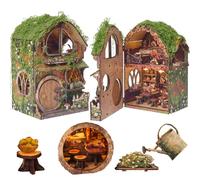 TOPBSFARNY 3D Wooden Book Nook Model Building Kit, DIY Dollhouse Puzzle with LED Light, for Adults Birthday Gift