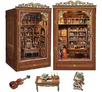 TOPBSFARNY 3D Wooden Book Stand Puzzle DIY Dollhouse Wood Bookends Book Nook Model Building Kit for Teens and Adults to Build-Creativity Gift