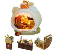 TOPBSFARNY 3D Wooden Book Stand Puzzle DIY Dollhouse Wood Nook Model Building Kit with LED Light for Adults to Build Creativity Christmas Halloween (Style E)