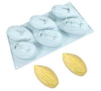 TOPBSFARNY 6 Cavity 3D Almond Shaped Silicone Mousse Mold, Food-Grade Non-Stick Baking Mold for Mousse Cake, Chocolate, Jelly, Pudding, DIY Dessert, Reusable Pastry Tool