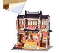 TOPBSFARNY Chinese Antique Architecture Shop Model Handmade Pastry Shop Dessert Shop 1:24 Miniature Wooden Dollhouse Kit with LED Light Dust Cover