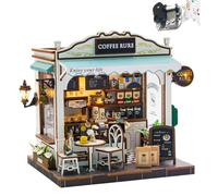 TOPBSFARNY DIY Assembly Model House for Creative Milk Tea House/Flower Shop Miniature Architectural Scene Exquisite Handmade Cottage Decor Creative Gifts for Friend and Parents (Coffee House)