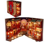 TOPBSFARNY DIY Book Nook kit, Book Nook Shelf Insert 3D Wooden Puzzle, Book Nook Miniature kit with Furniture, Creative Crafts Book Nook Suitable for Collection and Decoration
