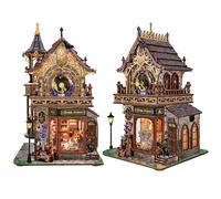 TOPBSFARNY DIY Book Nook Kit with LED Light, Vintage Clock Theme Wooden 3D Miniature Puzzle, Decorative Booknook for Adults and Teens