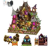 TOPBSFARNY DIY Dollhouse Miniature House Kit With LED Light,Creative Villa Castle House Model Kit, Handcrafted Assembly House Book Stand Toy (Without Dust Cover)