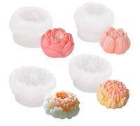 TOPBSFARNY DIY Flower Silicone Mold 3D Flower Candle Mold Chocolate Fondant Jelly molds for Home Decor/Dessert Making (4Pcs)