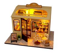 TOPBSFARNY DIY Miniature Dollhouse Kit Handcrafted 3D Bakery Building Model Assembly Miniature Scene Toy for Birthday Gift