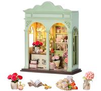 TOPBSFARNY DIY Miniature Dollhouse with LED Lights, Wooden Dollhouse Book Nook Kit for Desktop, Bookshelf Decor, Gifts for Friends, Family (Flower Language Season)