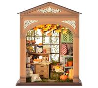 TOPBSFARNY DIY Miniature Dollhouse with LED Lights, Wooden Dollhouse Book Nook Kit for Desktop, Bookshelf Decor, Gifts for Friends, Family (Harvest Season)