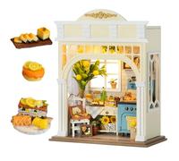 TOPBSFARNY DIY Miniature Dollhouse with LED Lights, Wooden Dollhouse Book Nook Kit for Desktop, Bookshelf Decor, Gifts for Friends, Family (Sunshine Season)