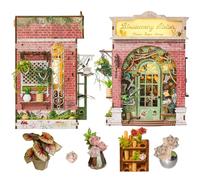 TOPBSFARNY DIY Miniature Flower Shop Book Nook Kit, 3D Wooden Puzzle Building Set, Bookshelf Decor for Teens and Adults (SL37)